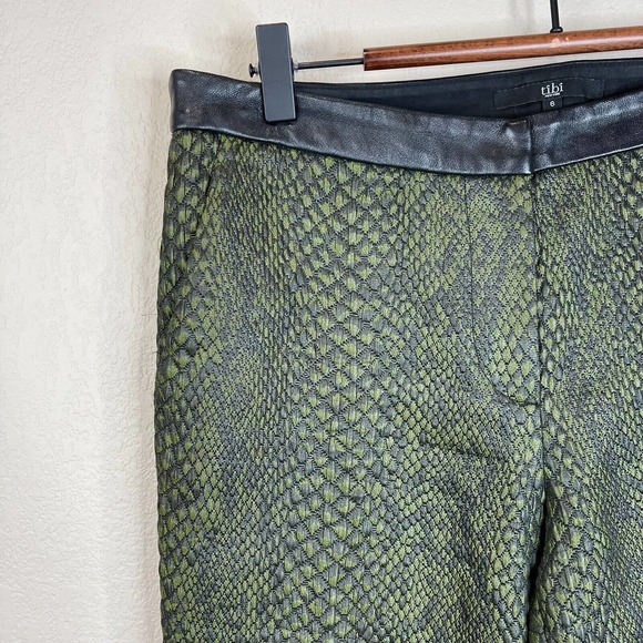 Tibi New‎ York Womens Snake Print Skinny Ankle Pants 6 Mid-Rise Green - Picture 3 of 14